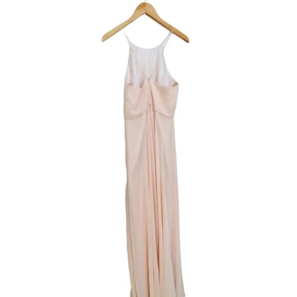 Jenny Yoo Blush Light Pink Luca Bridesmaid High Neck Maxi Dress Gown Size 8 - Picture 7 of 10